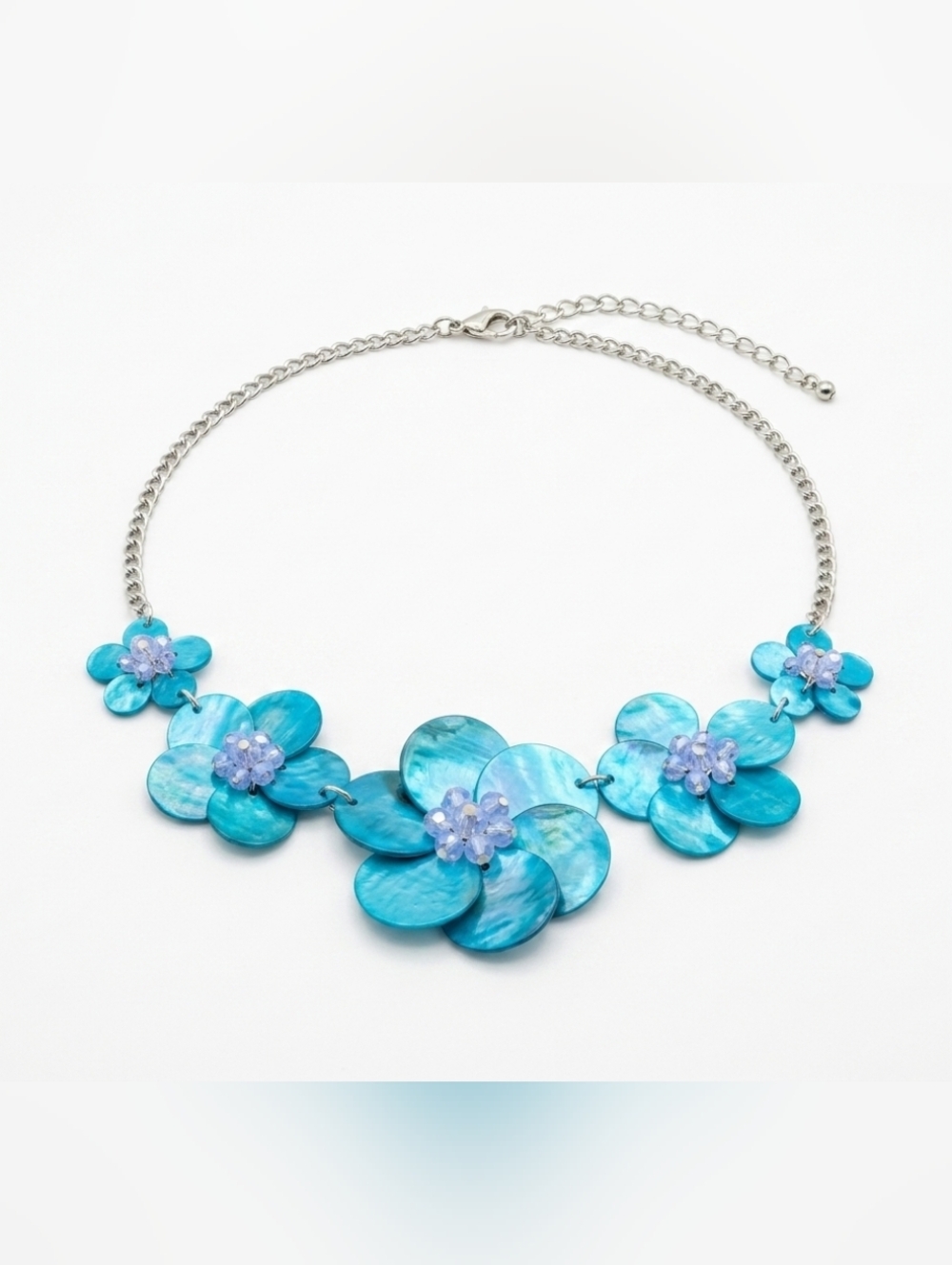 Vintage European Mother of Pearl Floral Statement Necklace (Circa 2004)